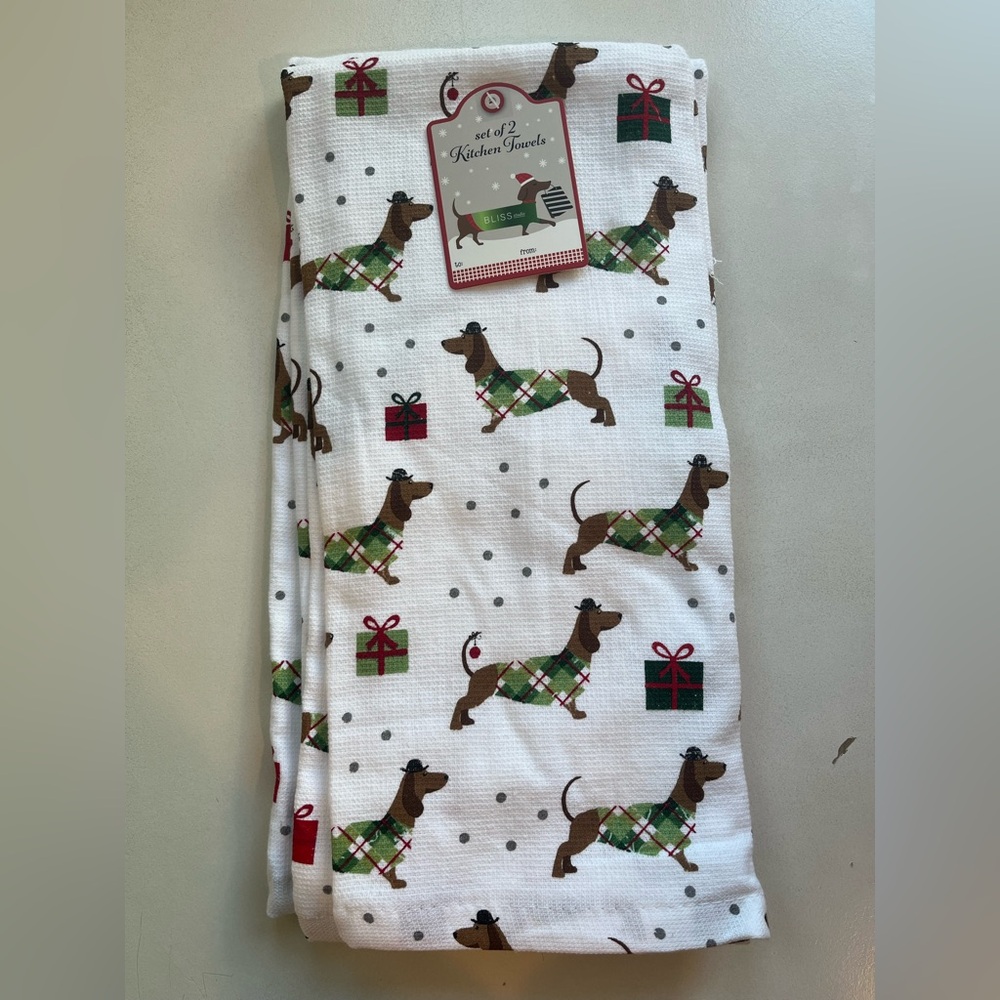 Bliss Studio Set of 2 Christmas dachshund Kitchen Towel Set